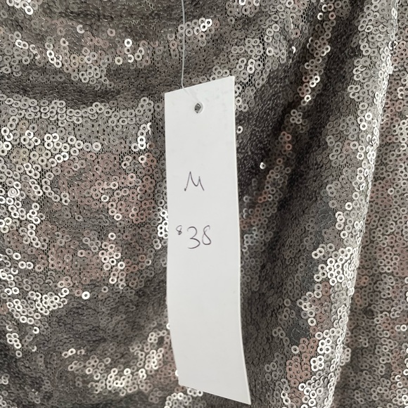 NWT Sweet Claire Pewter Sequins Lined Stretchy Pencil Skirt - Picture 5 of 9